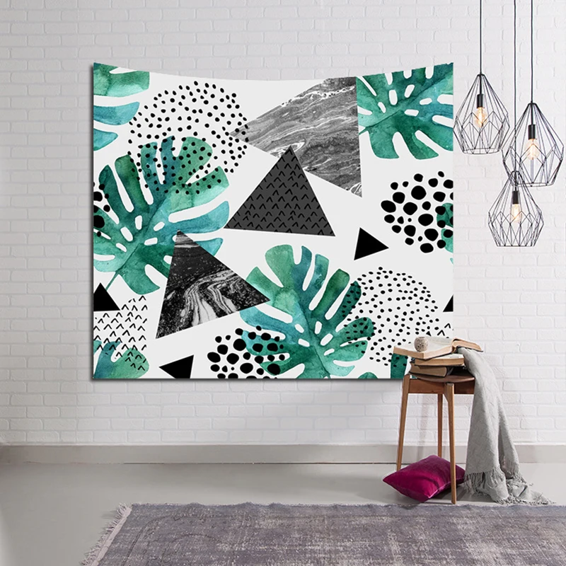 2017 Новый тропический зеленый узор листьев Гобелен Коврик для йоги Скатерти