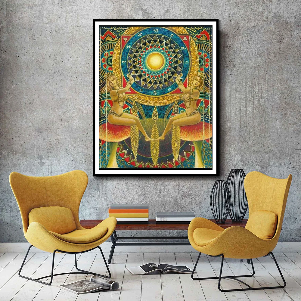 Постер The Wheel Of Fortune печать Таро искусство языческая мифология психоделическая