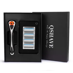 Бритва Qshave Black Silver Spider Man с красивой подарочной коробкой, может создать ваше имя на руке (1 ручка, 4 лезвия X5)