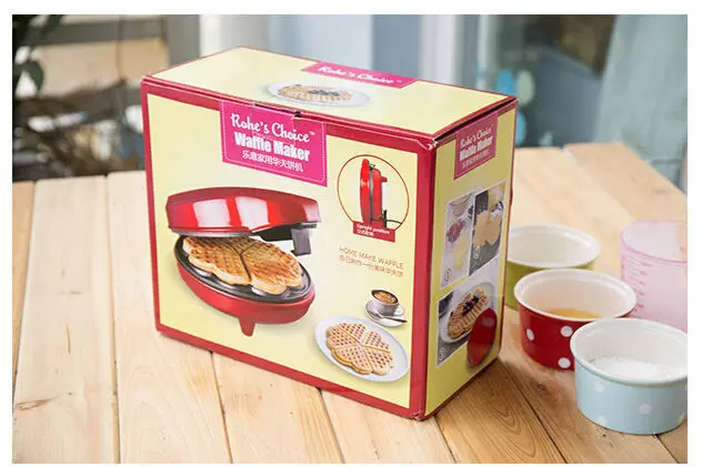 Вафельная машина DIY электрическая красного цвета Вафля в форме сердца полностью