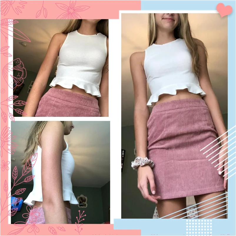 Dotfashion белый гофрированный подол ребристый укороченный топ на бретелях для женщин летняя уличная майка женская элегантная одежда Приталенный жилет