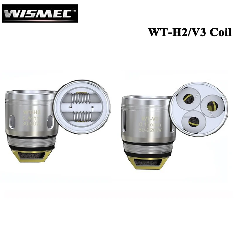 5 шт./лот оригинальный wismec WT H2 головы 0.4ohm/WT V3 катушки 0.17ohm fit электронной сигареты
