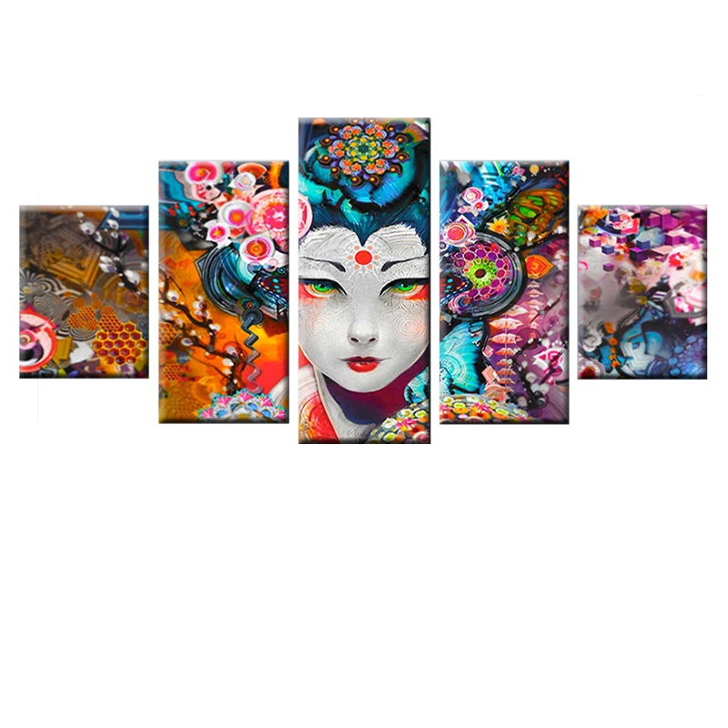 

Best selling Japanese actress modern flower canvas painting picture poster home decoration 5 pieces living room wall art