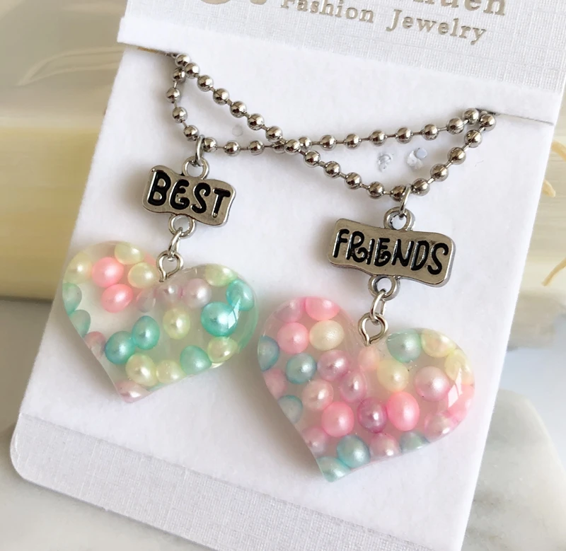 1 компл.(2 шт.) имитация сердце ожерелье лучшие друзья BFF дружба дети цепочки и ожерелья падения цепи дети ювелирные изделия подарок