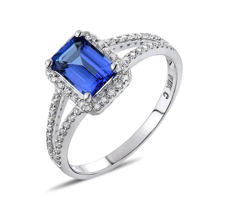 0.7 carat 925 sterling silver diamant ring sapphire tanzanite wedding engagement jewelry US size from 4.5 to 9 (LA) | Украшения и