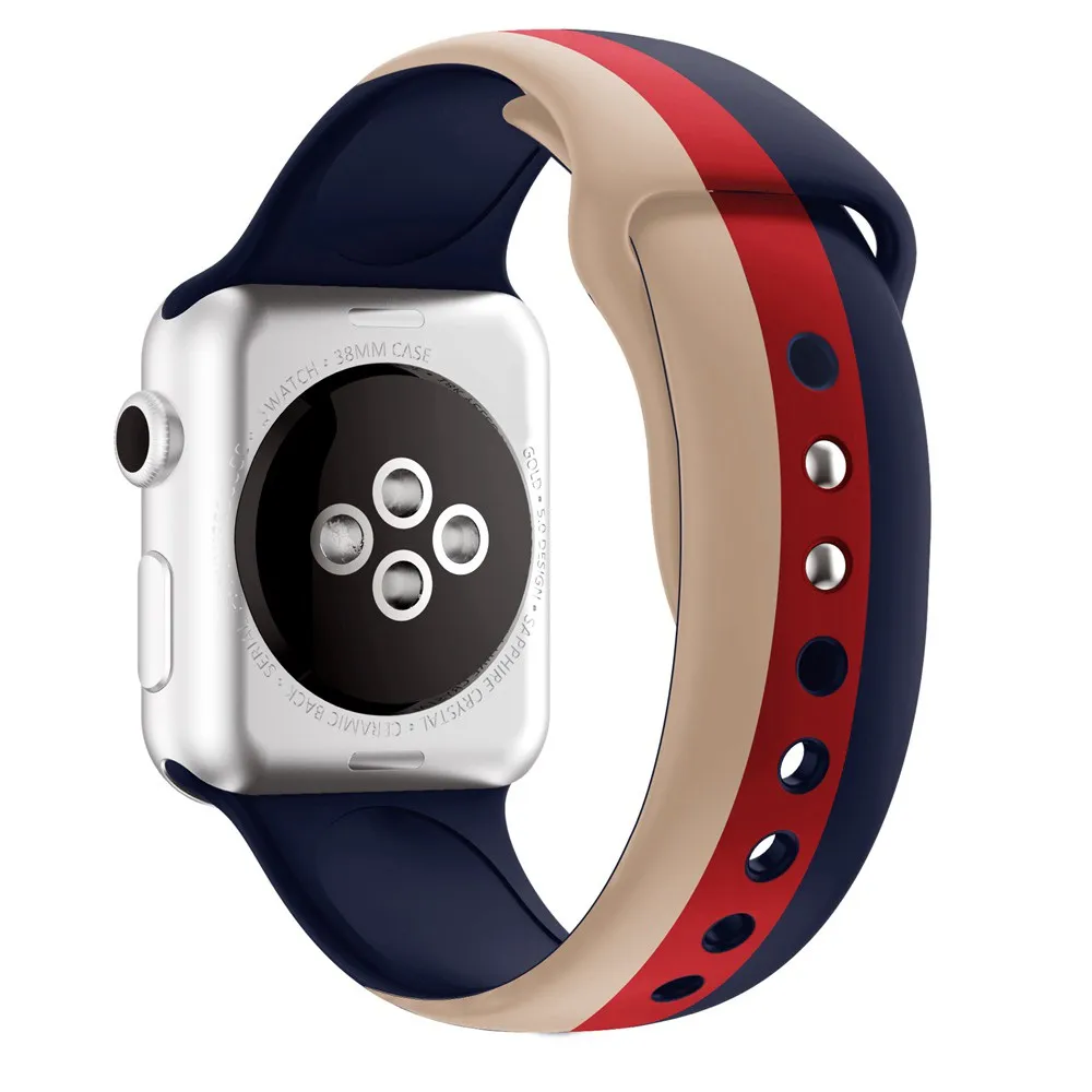 Спортивный ремешок из мягкого силикона с Т образной застежкой для Apple Watch Series 4 3 2 1