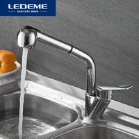 ledeme kitchen faucet kitchen pull out single hole ceramic plate 360 rotate contemporary faucet sink coldhot water l6040