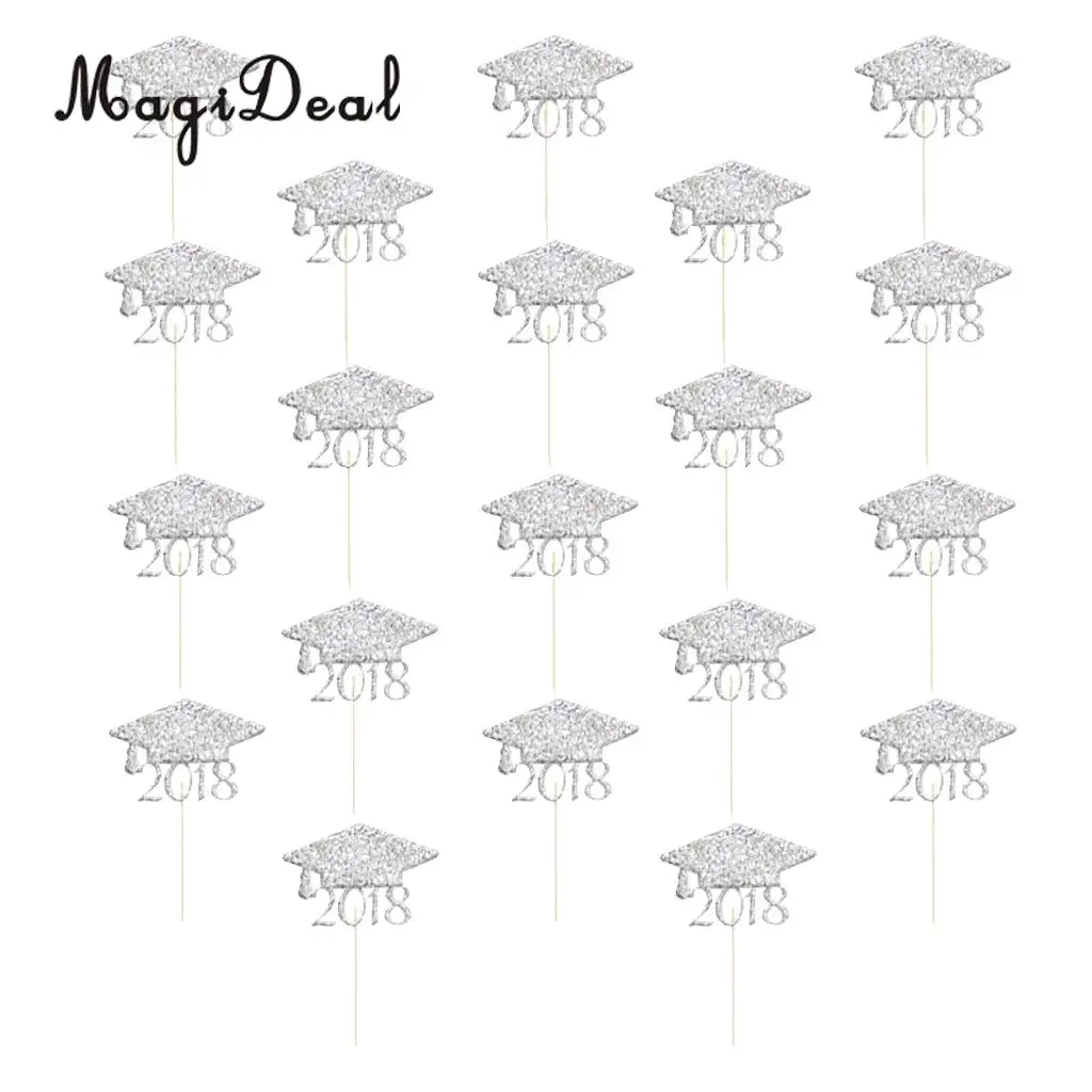 MagiDeal 20 штук 2018 Выпускной Кепки торт топпера град вечерние кекс выбирает
