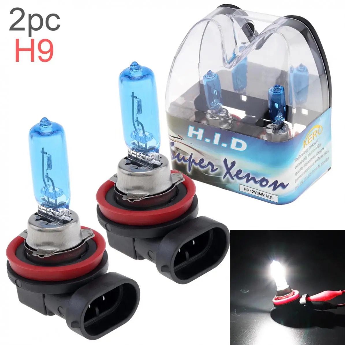 2pcs 12V H9 65W 6000K универсальный белый светильник супер яркий автомобильный