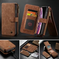 caseme magnetic leather phone case for iphone x 6 6s 7 plus 8 plus detachable wallet case 14 card slots for iphone xs xs max xr