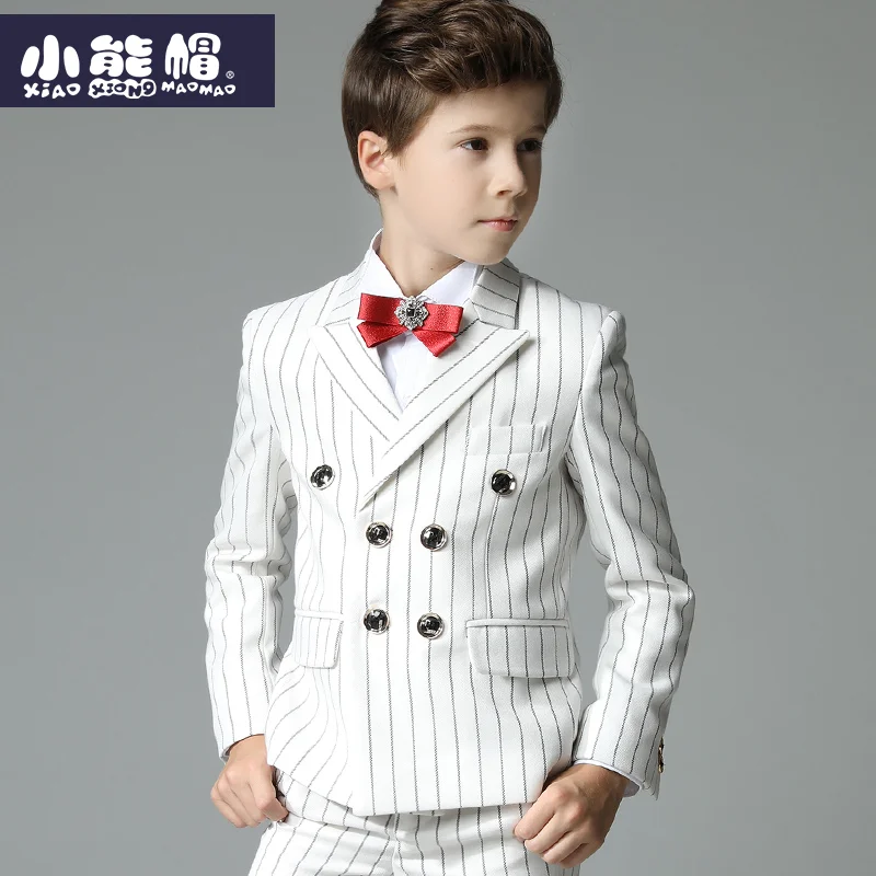 

2019 Teen-age Boy Suit Brit Stripe Mid-Autumn and Winter Flower Boy's Birthday Dress Suit Show Children's Sets size 110-160