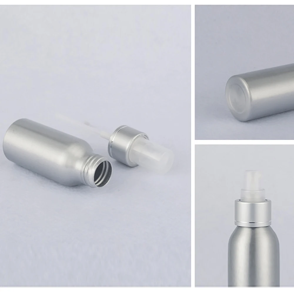 100 шт./лот пустая алюминиевая бутылка-атомайзер объемом 250 мл для косметической упаковки с белым насосом.