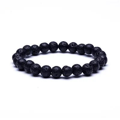 Natural Stone Beads Bracelets High Quality Tiger Eye Buddha Lava Round Beads Elasticity Rope Bracelets for women& men jewelry - Окраска металла: 07