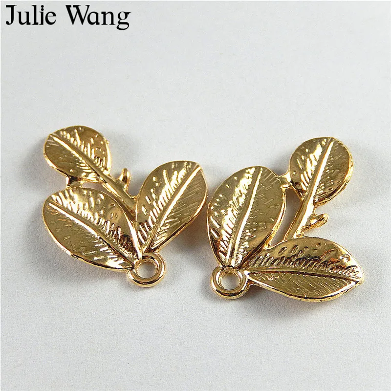 Julie Wang 10 шт. подвески из сплава с тремя листьями фурнитура для самостоятельного