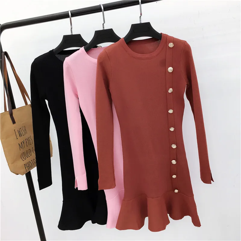 MYDC элегантное женское однотонное мини платье Повседневное трикотажное