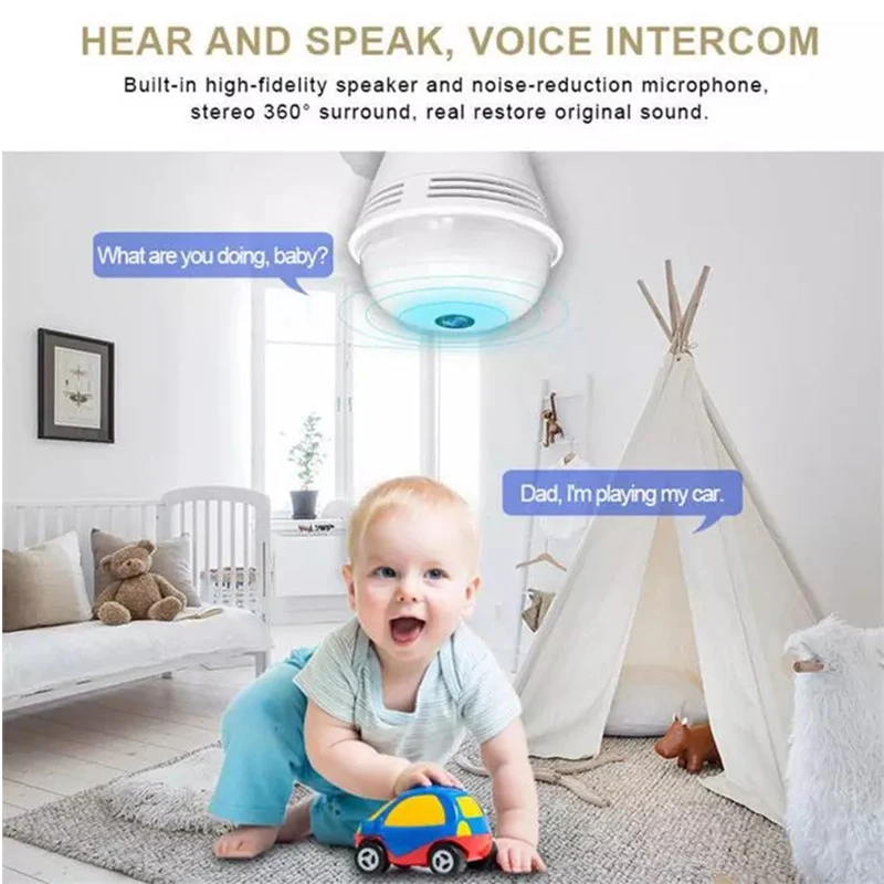 2.0MP HD IP камера Мобильная Bluetooth музыкальная лампа 360 ° панорамный вид безопасности