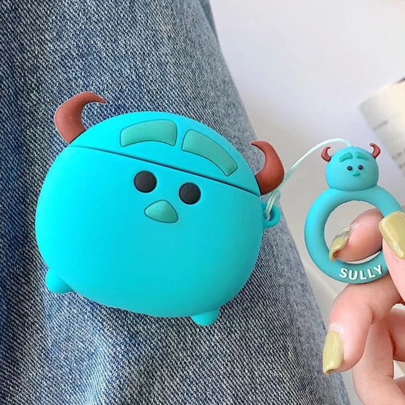 Style 2 Чехол для AirPods с милым мультяшным рисунком, силиконовый чехол, беспроводной чехол для наушников для Apple Air pods 2, чехол для наушников с кольцом на палец, 3D сумка - Цвет: Style 2