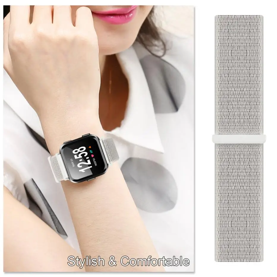Сменный тканый нейлоновый браслет спортивные часы ремешок для Fitbit Versa смарт