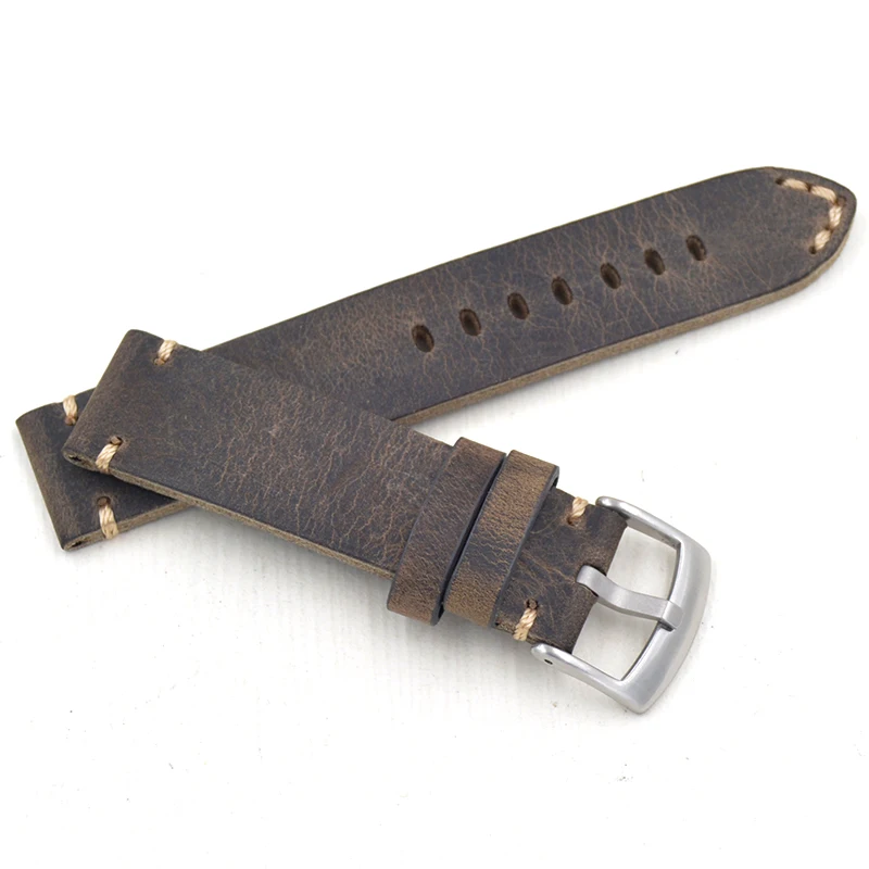 18 19 20 21 22mm Men Retro Handmade Genuine Leather Watch Band Strap High Quality Wristband Belt Bracelet For Omega Zenith Seiko | Наручные
