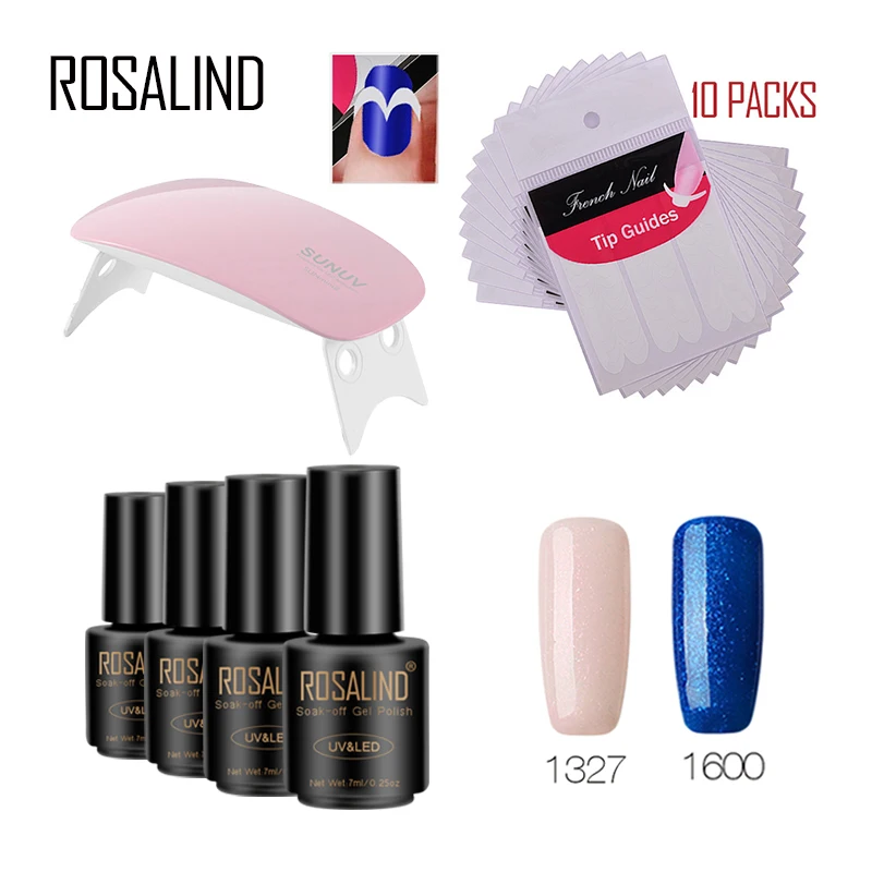 ROSALIND 7 мл * 4 гель для ногтей + 10 шт. французский SUNmini2P гель-лаки художественный
