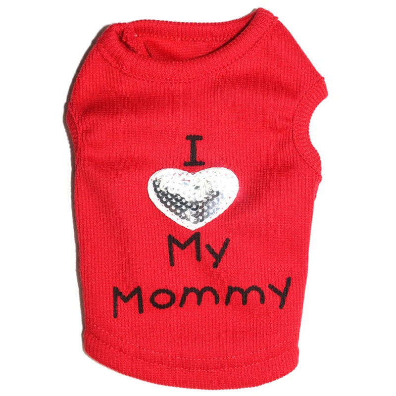 Breathable Summer Dog Vest Shirt Clothes Coat Pet Cat Puppy Cotton Vests I LOVE MY DADDY MOMMY Clothing For Dogs Costumes XXS-L | Дом и сад