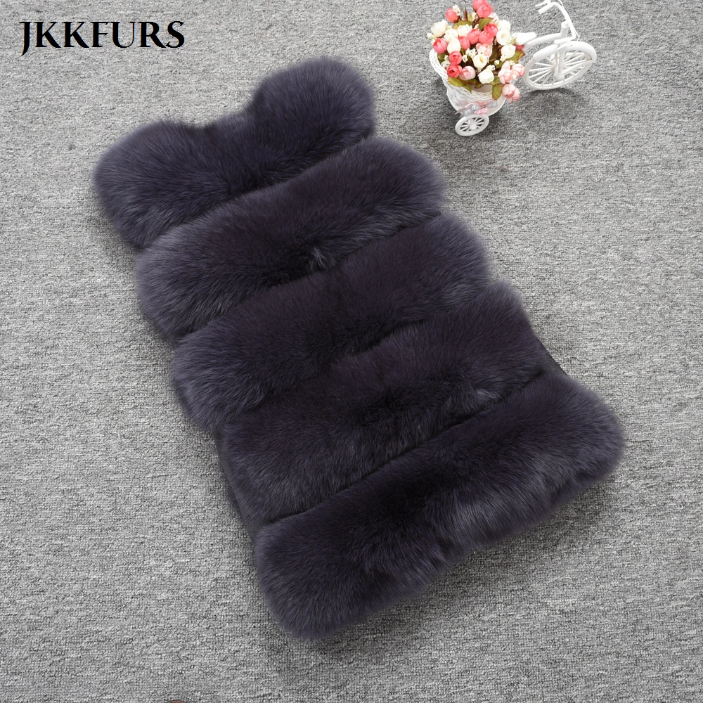 JKKFURS Новые поступления Для женщин реальные жилеты из лисьего меха теплые зимние мягкий жилет модный жилет толстый слой S1466
