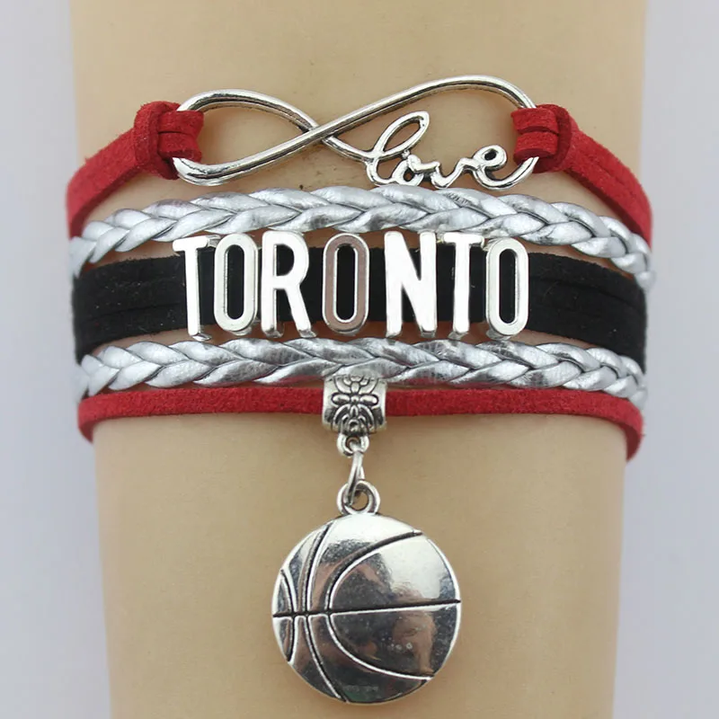 Браслет для баскетбольной команды Infinity Love Toronto ручная кожаная веревка оплетка