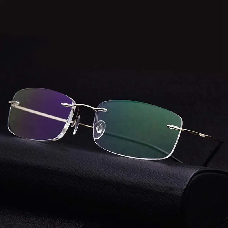 Fashion elegant pure titanium HD resin ultralight flexible comfortable rimless reading glasses men presbyopic eyeglasses women | Аксессуары