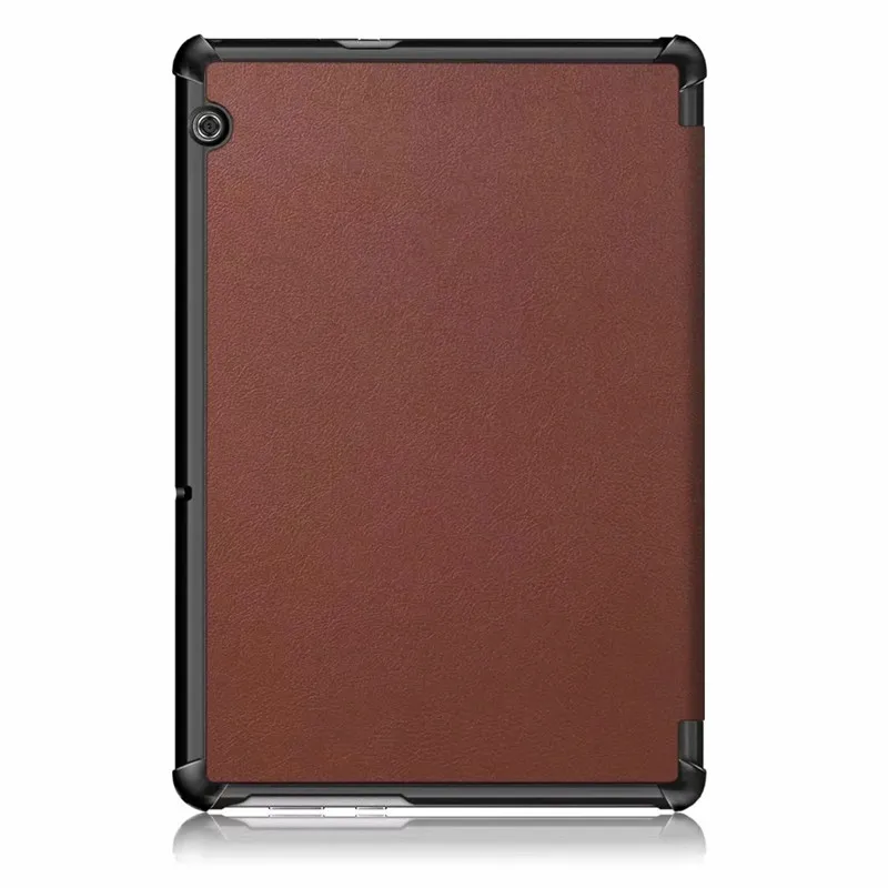 Коричневый Чехол-подставка из искусственной кожи для huawei MediaPad T5 10 AGS2-W09, AGS2-L09, AGS2-L03, AGS2-W19, 10,1 дюймов, Магнитный чехол для планшета+ пленка+ ручка - Цвет: Коричневый