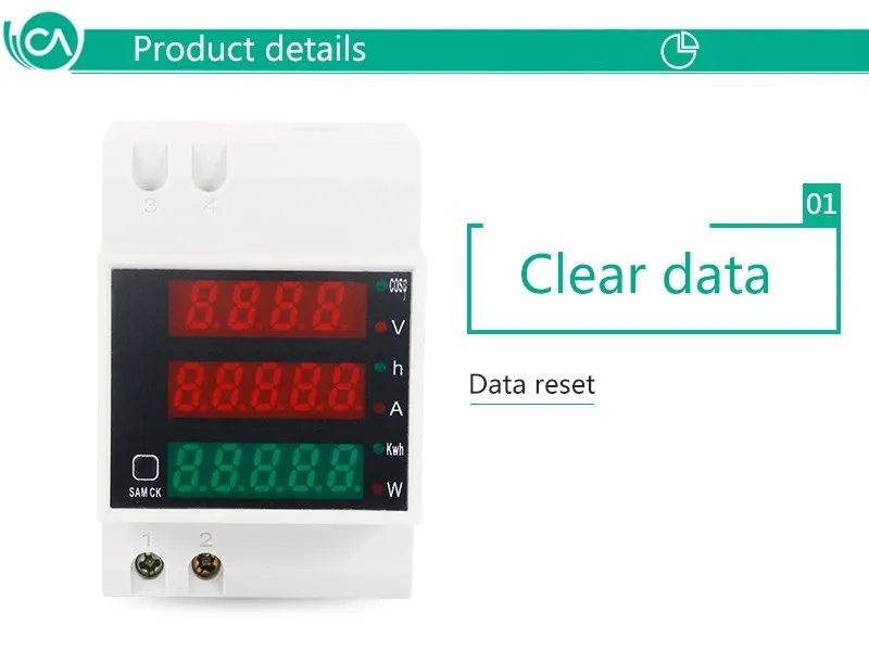 Цифровой многофункциональный счетчик энергии 220 В переменного тока 100A Din рейка