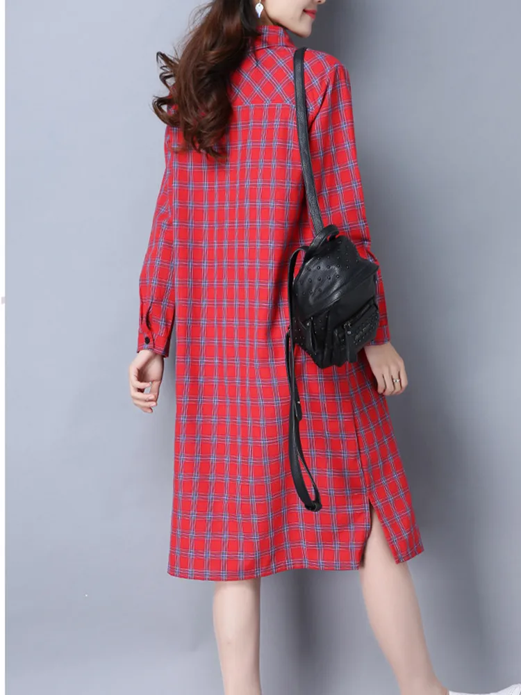 Женская рубашка в клетку платье Femme Блузки Топы 2019 весна осень размера плюс
