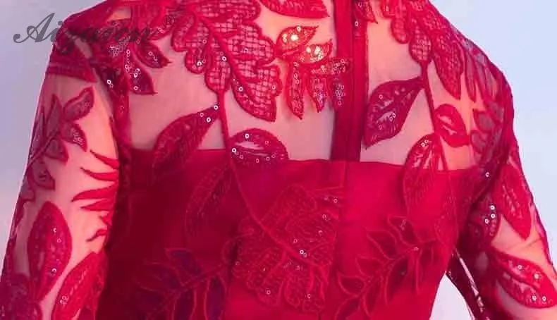 Современный красный Русалка длинное Cheongsam сексуальное Qi Pao женское традиционное китайское свадебное платье Qipao восточные невесты элегантные вечерние платья