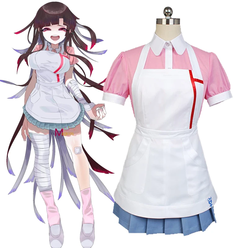 Аниме Супер Danganronpa 2 Mikan Tsumiki Косплей Костюм Dangan ronpa платье карнавальные костюмы для женщин