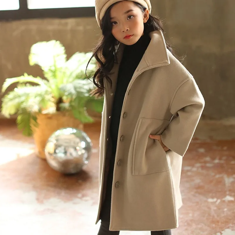 

Teenage Girls Wool Coat Kids Overcoat Cotton Padded Children's Winter Jackets Christmas Autumn Mother And Daughter Clothing 2019