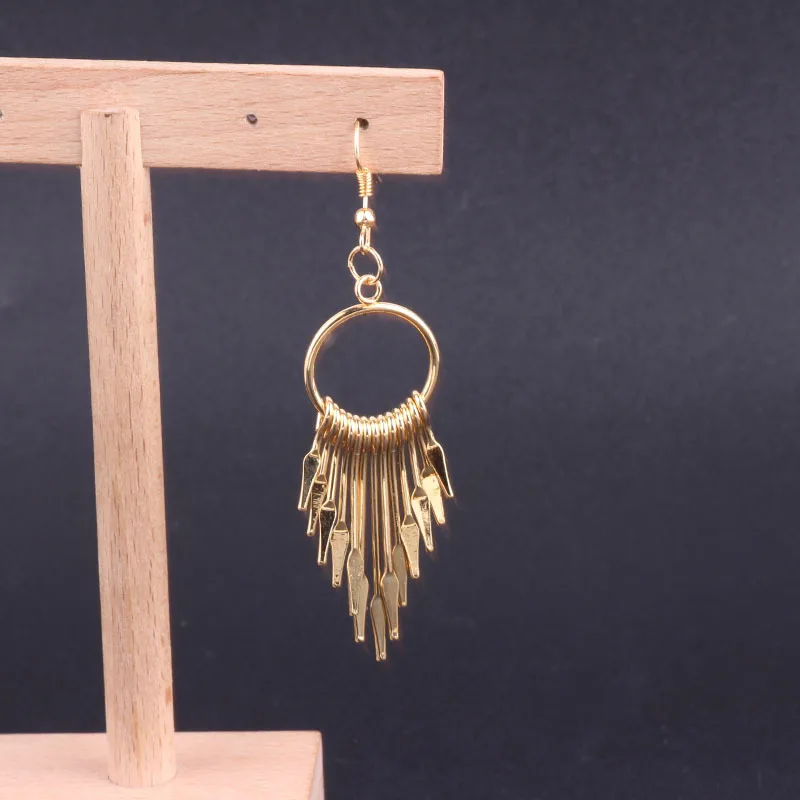 DIY ювелирные аксессуары 18k позолоченные гальванические цветные с бахромой Темперамент Преувеличенные геометрические серьги кулон 4 штуки