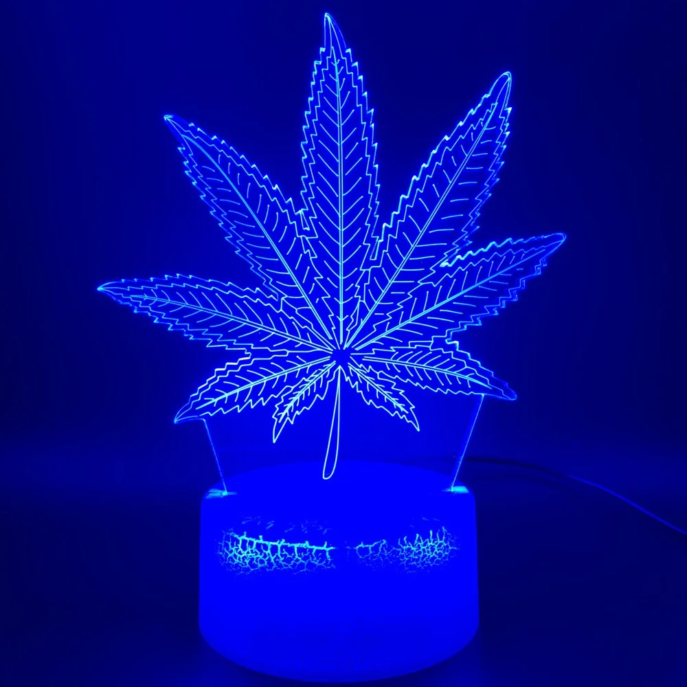 3D иллюзия, светодиодный ночник, светильник, Botany, каннабис, марихуана, офисная, барная, комнатная, декоративная лампа, USB или на батарейках, ночной Светильник