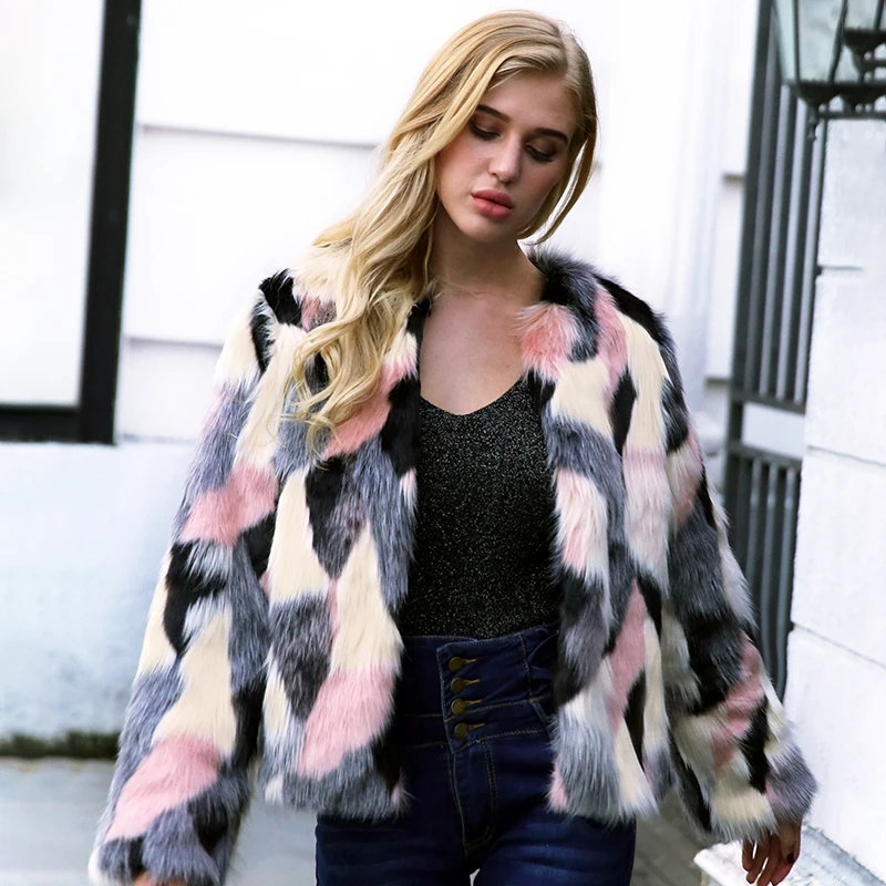 

Plus Size 2X Fluffy Faux Fur Coat Womens Warm Long Sleeve Female Outerwear Autumn Winter Coat Jacket Hairy Overcoat 7Q2182