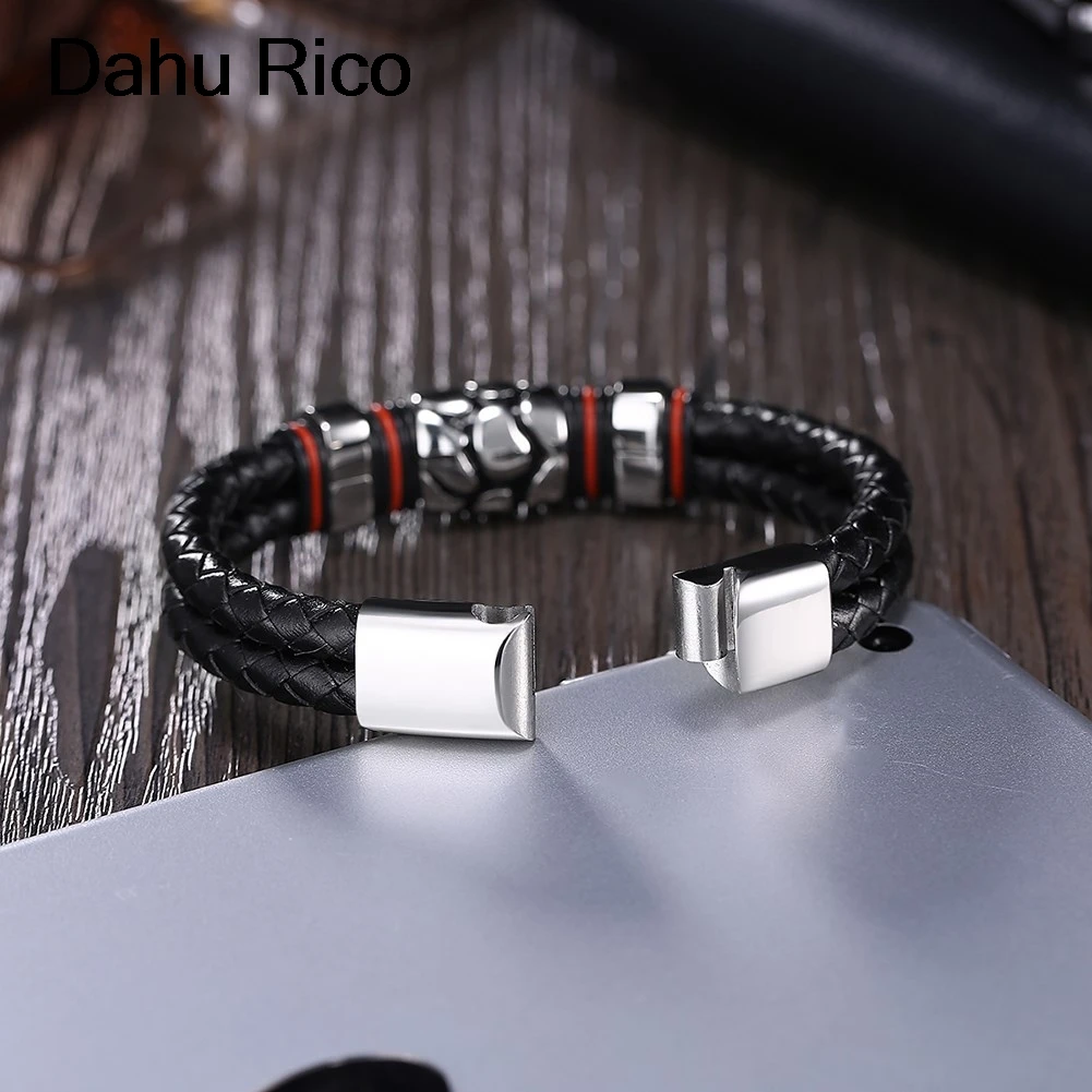leather stainless steel accessories women ofertas calientes con envio gratis new york snap punk rock Dahu Rico bracelets | Украшения и