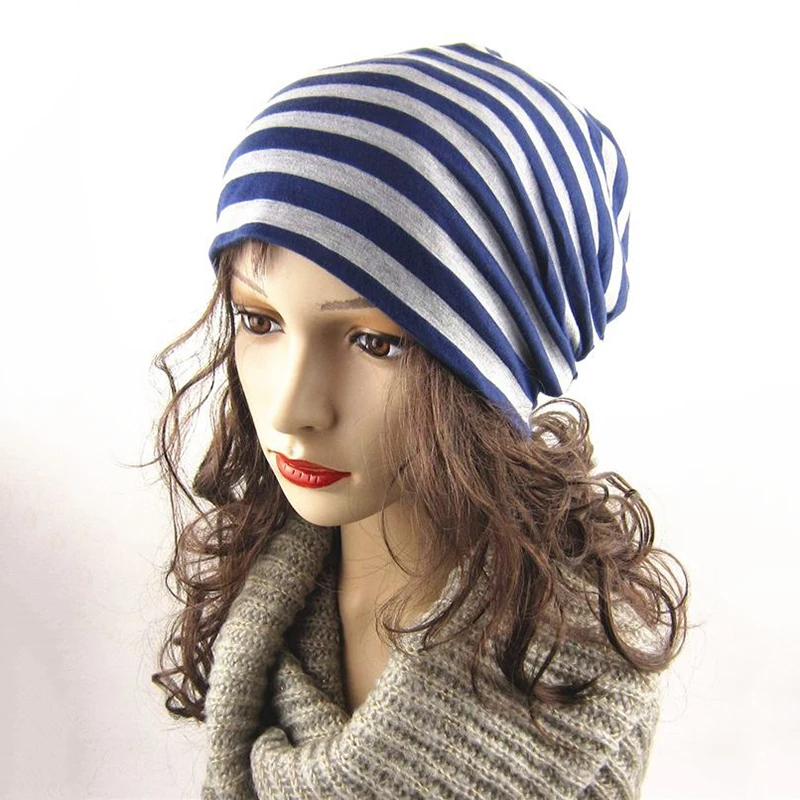 

Women Pile Pile Hip Hop Hat Fashion Striped Hat Stretch Knit Hat Hip Hop Hip Hop Headgear