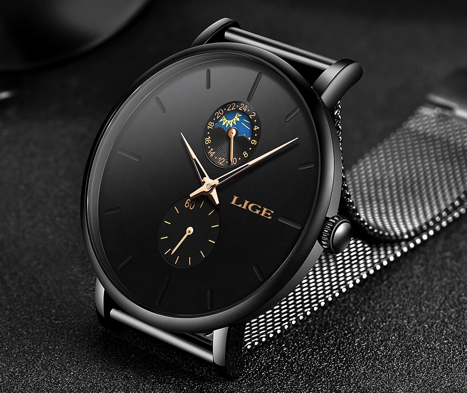 LIGE Fashion Casual Mens Watches Waterproof Analogue Sports Fashion Casual Mens Watches Waterproof Analogue Sports Wristwatches
