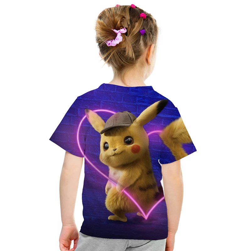 Детская футболка с 3D принтом Pokemon Detective Pikachu модная летняя короткими рукавами топы
