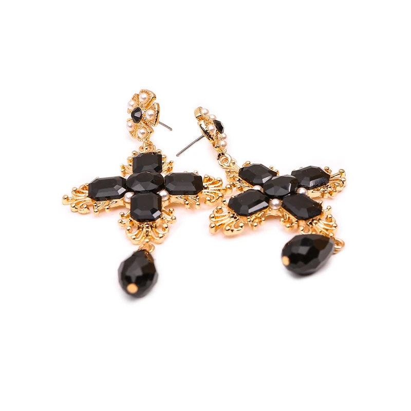 fashion design black cross round dangle earrings for women vintage gothic girl trendy party show wholesale | Украшения и