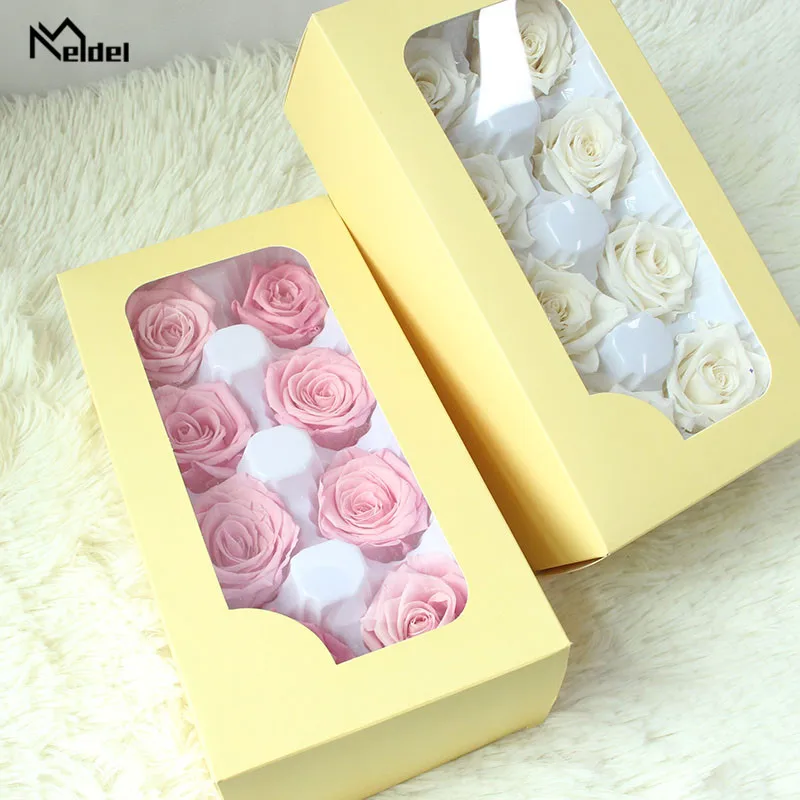 Meldel 8PCS/BOX High Quality Preserved Flowers 4-5CM B Grade Immortal Rose Mothers Day Gift Eternal Life Flower Material Box |