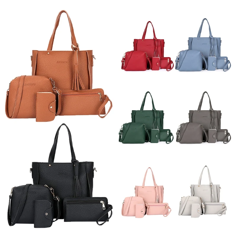 

THINKTHENDO 4pcs Women Lady Fashion Handbag Shoulder Bags Tote Purse Messenger Satchel Set