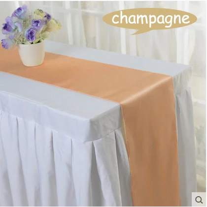 Champagne 10 шт. 30*275 см атласная настольная дорожка Красного/синего/желтого/фиолетового цвета для свадебного помолвки/банкета отеля/фетального декора стола 16 цветов - Цвет: Champagne
