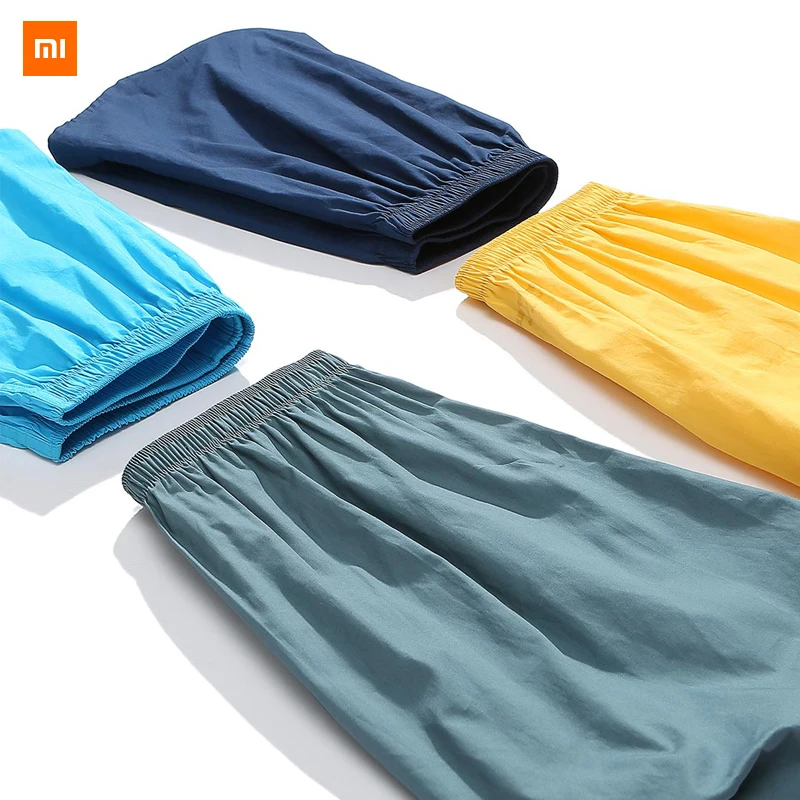 Новые мужские хлопковые тканые брюки Xiaomi Youpin 100% свободные домашние шорты цветные