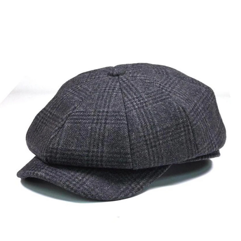 gray cap2 SHOWERSMILE Мужская кепка Newsboy s шерстяная плоская кепка с узором в елочку s кофейная Кепка в стиле ретро Восьмиугольные Мужские Винтажные осенне-зимние Восьмиугольные шляпы - Цвет: gray cap2