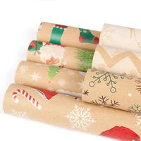 10pieces christmas gift wrapping paper snowman santa claus craft glitter paper new year gifts box packaging diy crafts