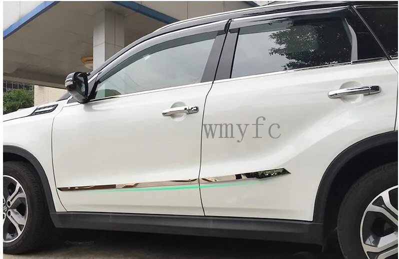 

Top sale for Suzuki Vitara 2016 2017 car styling cover detector stainless steel Side Door Body trim sticks Strips Molding 4pcs
