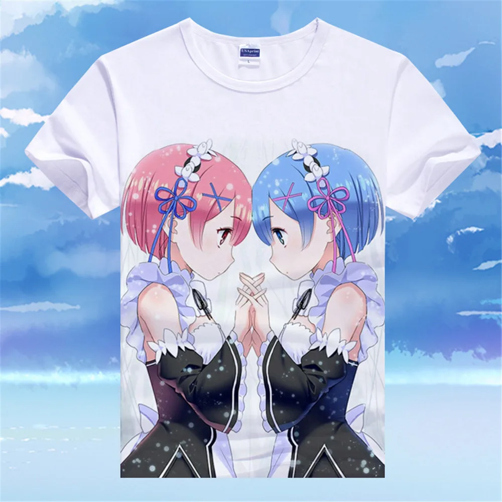 Футболка для косплея Re:Zero кара хаджимера Isekai Seikatsu аниме Эмилия Рем футболка